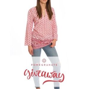 Pomegranate Pink White Print Lightweight Cotton Tunic Size S Cotton